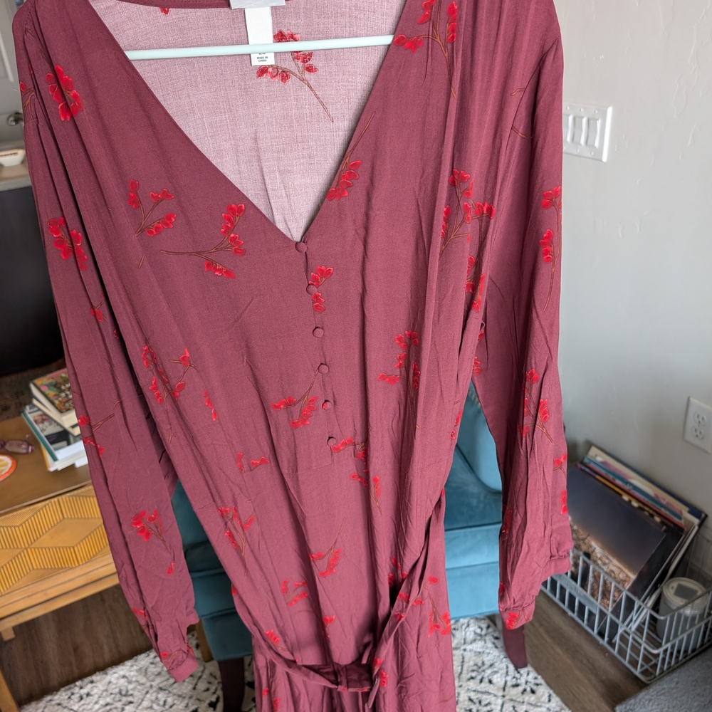 Ava & Viv Burgundy Floral Dress